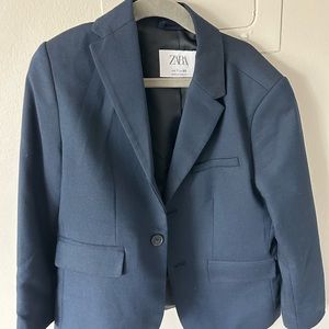 Kids boys zara navy suit size 7 with button up zara white shirt size 8 slim